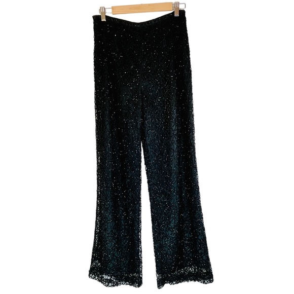 Vintage ZOLA EVENING Black Beaded Wide Leg Pants‎ Sz 10 Party Holiday Formal - Picture 3 of 13